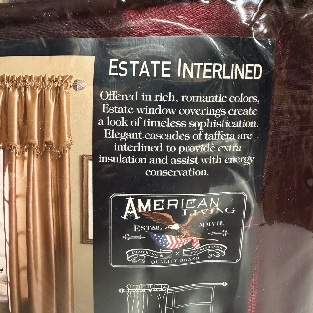 NEW‎ American Living Rod Pocket Panel Burgundy Estate Taffeta Interlined 54